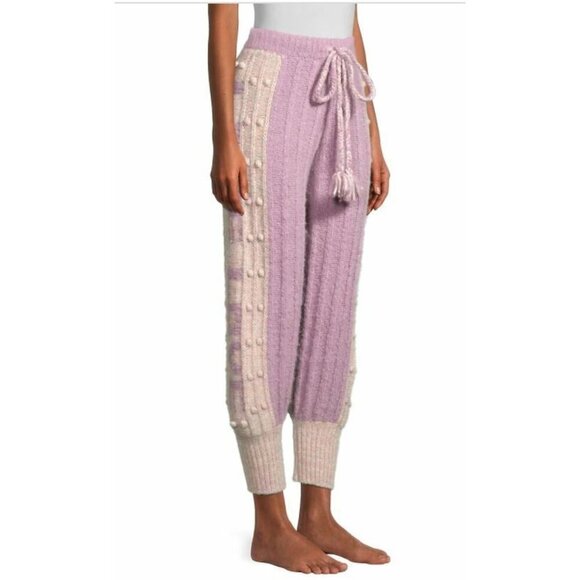 LOVESHACKFANCY Landana Wool Knit Bauble Jogger Pants Lavender Size L NWT $395 - Picture 4 of 12